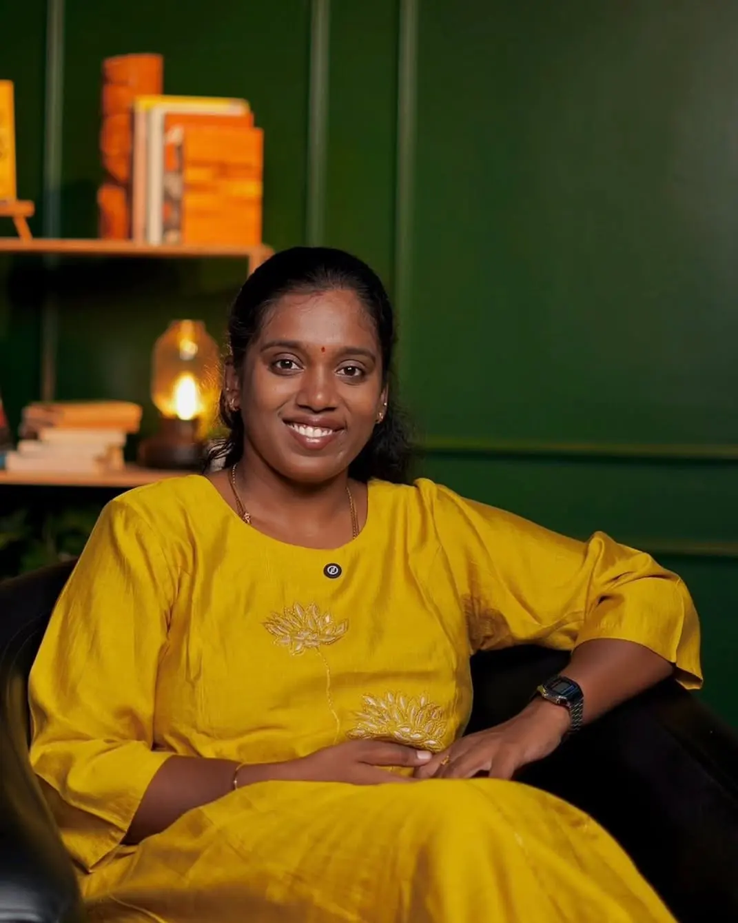 Portrait of Priyadharsini Subramaniam, startup strategist and saffron farm founder